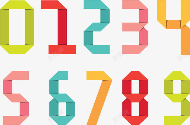 五颜六色折纸数字png免抠素材_新图网 https://ixintu.com 彩色数字 折纸效果 折纸数字 数字 数字0到9 数码数字 矢量png