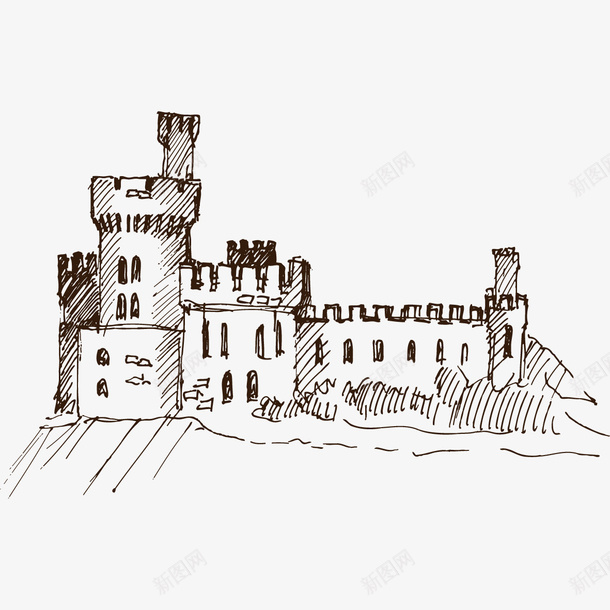 手绘素描欧式中世纪城堡建筑png免抠素材_新图网 https://ixintu.com 中世纪 古典建筑 古堡素描 城堡建筑 建筑物 手绘 欧式 素描
