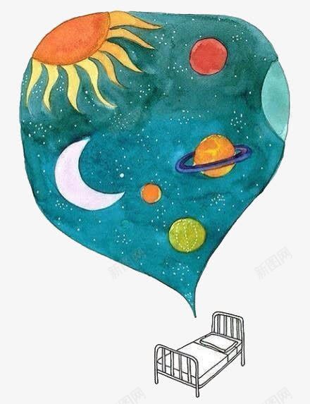 宇宙梦境png免抠素材_新图网 https://ixintu.com 小清新 水彩 蓝色调
