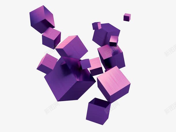 立方体png免抠素材_新图网 https://ixintu.com 3d 几何 立体 立方体 紫色