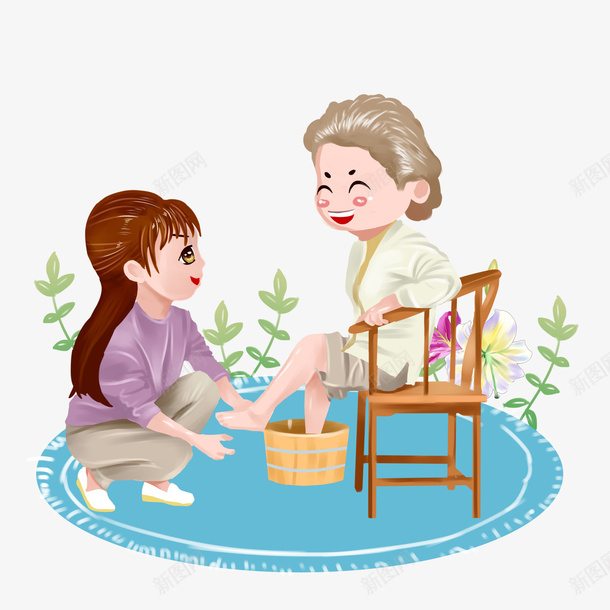 帮父母洗脚元素png免抠素材_新图网 https://ixintu.com 奶奶 孝敬 帮父母洗脚 洗脚 洗脚女孩 父母 老妈妈 老母亲