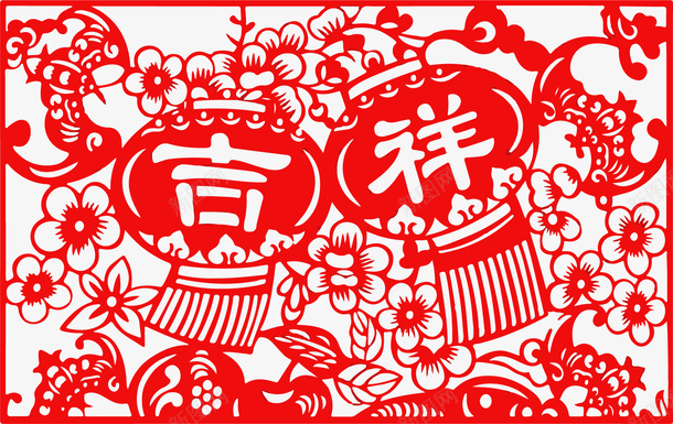 红色吉祥灯笼窗花png免抠素材_新图网 https://ixintu.com 春字灯笼 春节 灯笼剪纸 灯笼窗花 红色 节日装饰