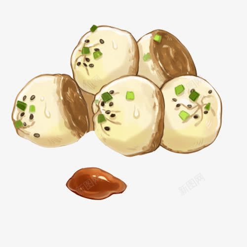 生煎包色彩画片png免抠素材_新图网 https://ixintu.com 包子 手绘美食 早餐 油炸包 生煎包 面点