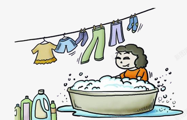 手绘洗一大盆衣服的女人png免抠素材_新图网 https://ixintu.com 一大盆 女人 家务 手绘 晾衣服 洗衣液 洗衣盆 洗衣粉 衣服