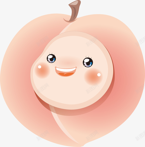 卡通创意水果可爱娃娃脸水蜜桃png免抠素材_新图网 https://ixintu.com 什锦水果 各种水果 水果 矢量水果 绿色水果 绿色食品 超市水果 高清水果