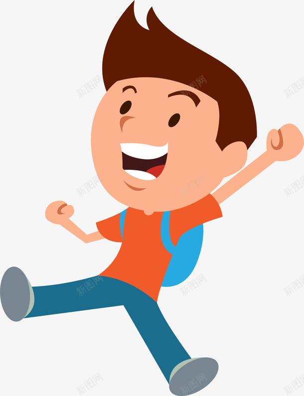 中小学生开学日开心的男孩png免抠素材_新图网 https://ixintu.com 中小学生开学日 举手欢呼 小男孩举手 开心的男孩 欢呼雀跃 男学生 背着书包