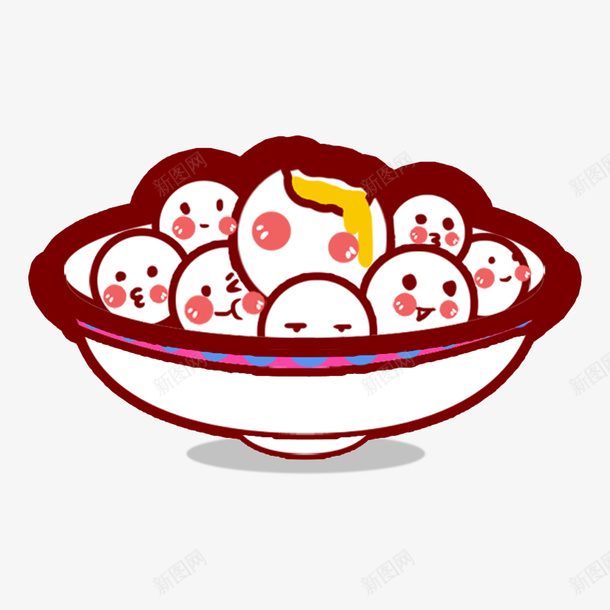 一碟可爱的卡通汤圆png免抠素材_新图网 https://ixintu.com 元宵节 可爱的汤圆 汤圆 粉色 红脸蛋 表情包