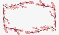 粉红樱花树春天边框素材