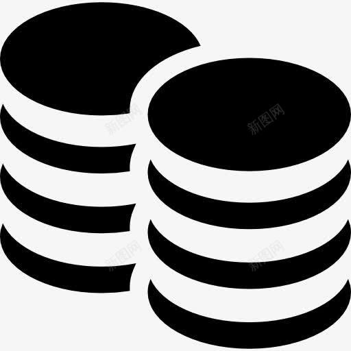 两个硬币堆图标png_新图网 https://ixintu.com 商业 简笔画 货币 钞票 钱 钱包