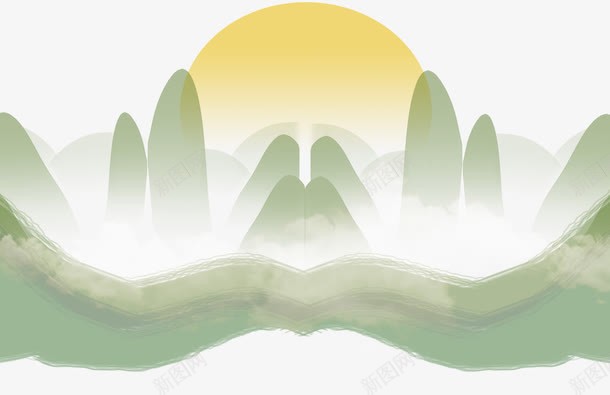 山水水彩风景装饰插图远山与红日png免抠素材_新图网 https://ixintu.com 山水 手绘插画 水彩 红日 装饰插图 远山 风景