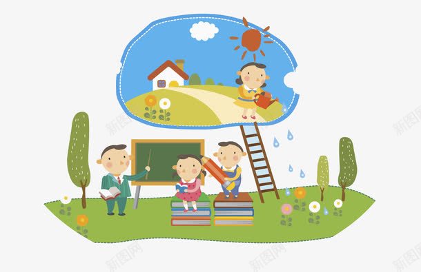 听老师讲课的男孩png免抠素材_新图网 https://ixintu.com 书 卡通 商务 壁纸 封面 彩色 手绘 授课 插图 男孩 老师