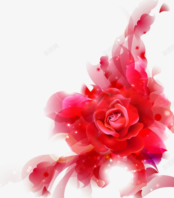梦幻玫瑰png免抠素材_新图网 https://ixintu.com 手绘 梦幻 梦幻花朵 玫瑰 玫瑰花 红玫瑰 红色玫瑰 花卉 花朵