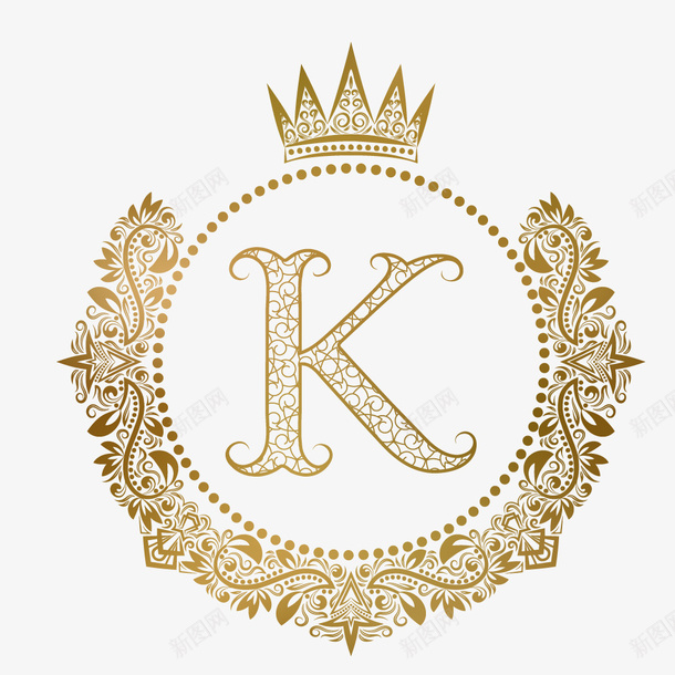 卡通金色花边字母Kpng免抠素材_新图网 https://ixintu.com 创意 动漫动画 卡通手绘 精美的花边 艺术 金色花边字母K