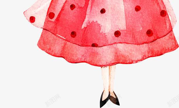 手绘卡通时尚小女孩png免抠素材_新图网 https://ixintu.com 动漫 动画 卡通人物 卡通女孩 可爱女孩 彩色气球 拿气球女孩 红裙子女孩