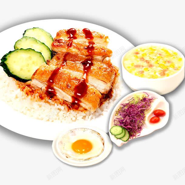 照烧鸡排饭psd免抠素材_新图网 https://ixintu.com 网页设计 美食 鸡肉