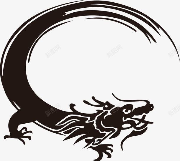 中国传统龙凤花纹png免抠素材_新图网 https://ixintu.com 中国花纹 吉祥象征 黑白花纹 龙凤