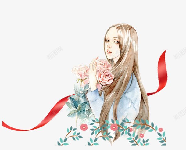 38女王节手绘优雅女神png免抠素材_新图网 https://ixintu.com 38女人节 38女王节 38女神节 38妇女节 day womens 免抠下载 手绘优雅女神