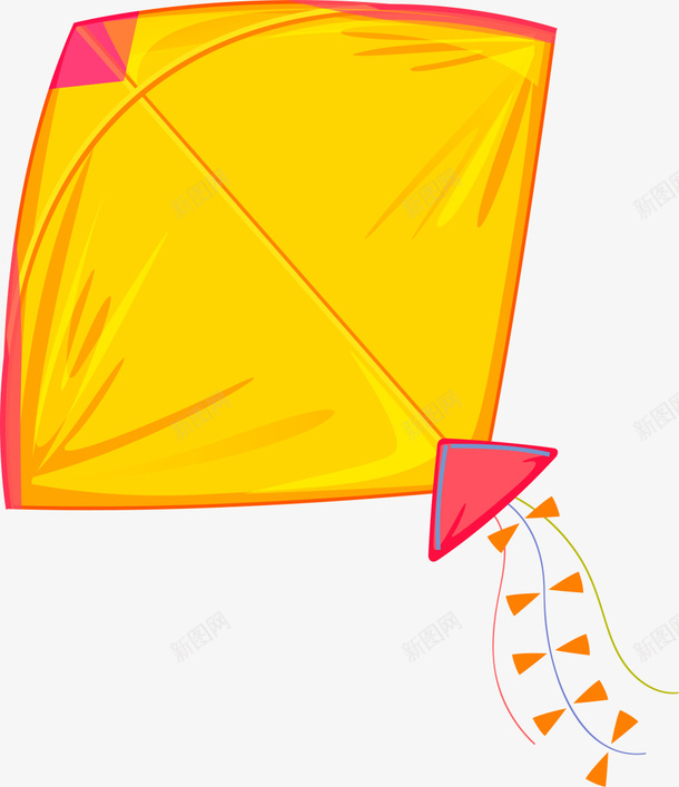 黄色卡通童年风筝png免抠素材_新图网 https://ixintu.com 卡通风筝 放风筝 春天 春季 春日 童年游戏 黄色风筝