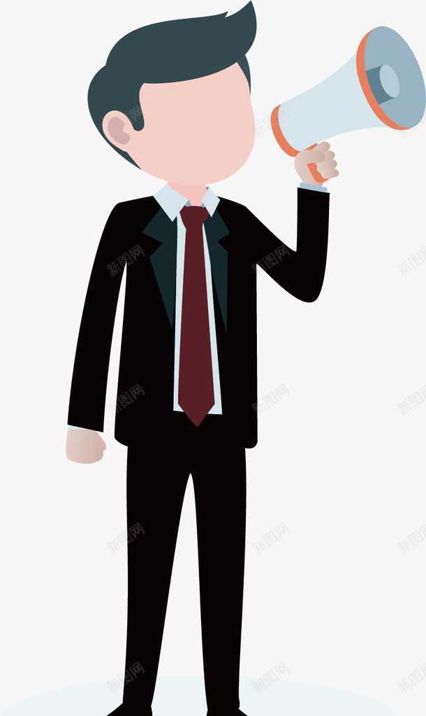 拿喇叭的人矢量图ai免抠素材_新图网 https://ixintu.com 办公 商务 喇叭 正式 男人 西装 说话 矢量图