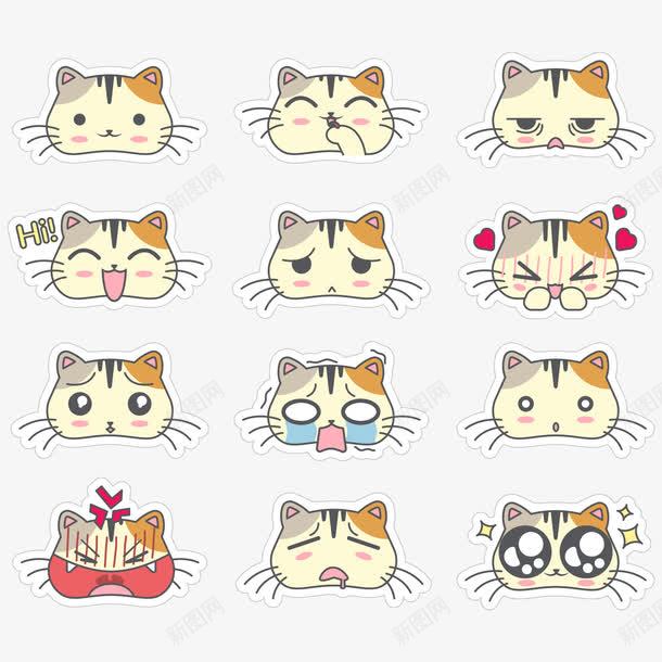 小猫表情png免抠素材_新图网 https://ixintu.com 发火 哭 失望 心情不好 沉默 激动 猫咪 笑 表情 难过
