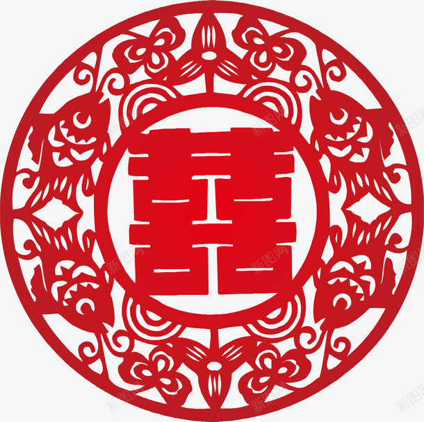 红色中国风双喜剪纸png免抠素材_新图网 https://ixintu.com 中国式婚礼 双喜剪纸 婚庆 婚礼 浪漫 爱情 结婚
