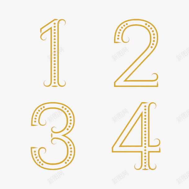 数字1234png免抠素材_新图网 https://ixintu.com 1234 数字 数字1234 框架 金色