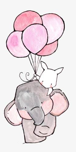 卡通友谊万岁大象与小白兔高清图片
