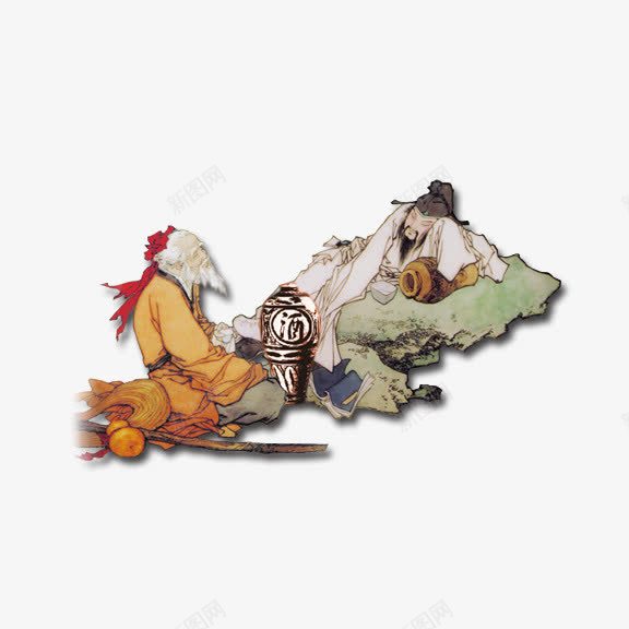 中国画酒文化插画png免抠素材_新图网 https://ixintu.com 中国画 酒文化插画