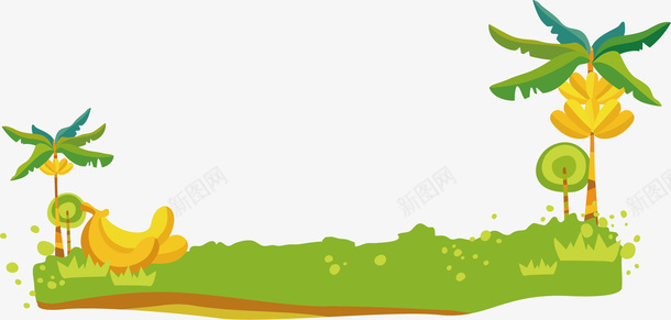 绿色插画矢量图ai免抠素材_新图网 https://ixintu.com 插画 春天 椰子树 绿色 香蕉 矢量图
