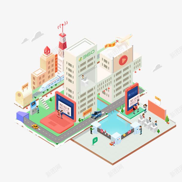 建筑大厦立体城市矢量素材png免抠素材_新图网 https://ixintu.com 矢量 背景 高楼 生活 气象 大厦 旅店 扁平化建筑 城市建筑 马路 商铺 城市商务