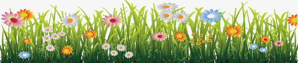 春天中的草地png免抠素材_新图网 https://ixintu.com 春天 绿草 草地 鲜花矢量图