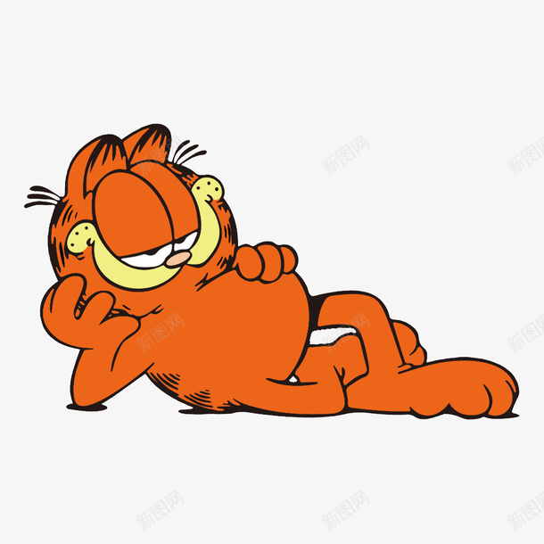 半躺着的卡通加菲猫png免抠素材_新图网 https://ixintu.com 侧躺 加菲猫 动作 动物 半躺着 卡通 可爱的 简图