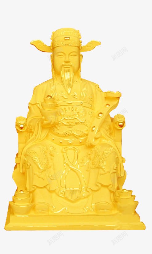 金色财神爷雕塑png免抠素材_新图网 https://ixintu.com 中国 中国风 五路财神 传统 佛 佛教人物 文化艺术 神话 财神 财神爷 金漆财神像