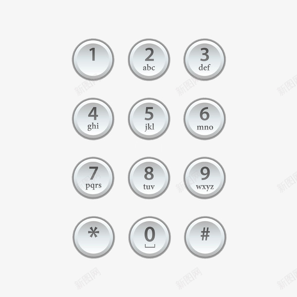 银色立体数字按键png免抠素材_新图网 https://ixintu.com 数字按键 立体 银色