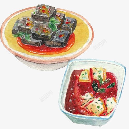 豆腐手绘画片png免抠素材_新图网 https://ixintu.com 手绘美食 臭豆腐 菜品 豆腐 麻辣豆腐