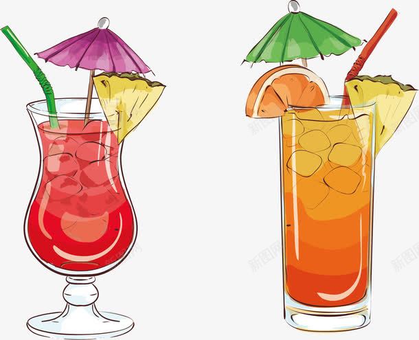 手绘饮品png免抠素材_新图网 https://ixintu.com 冷饮 吸管 夏日 夏日饮品 夏日饮料 彩色 手绘 清凉 装饰小伞 饮料