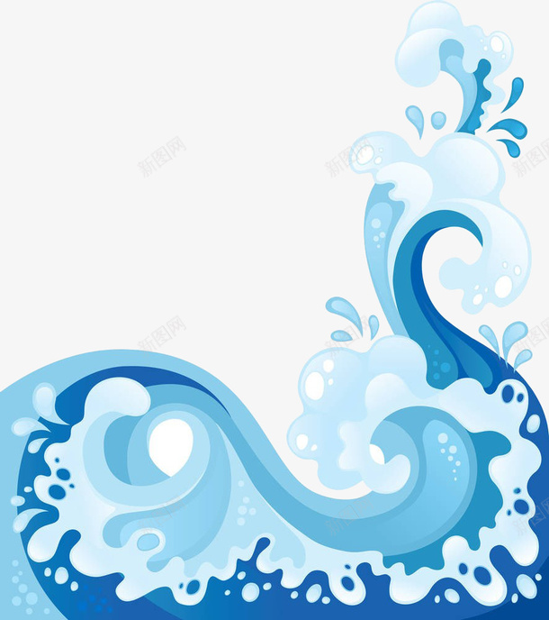 蓝色浪花png免抠素材_新图网 https://ixintu.com 大海 浪潮 浪花 海浪 矢量手绘 蓝色