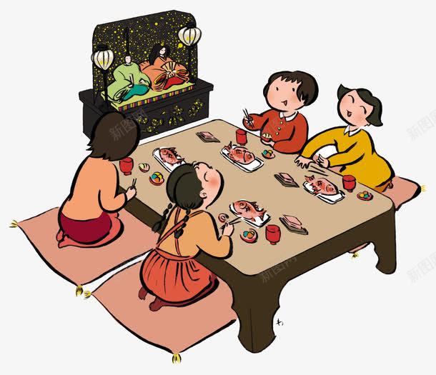 日本风格吃饭场景png免抠素材_新图网 https://ixintu.com 吃饭 家人 文明就餐 日本 用餐 肉 食物 餐点