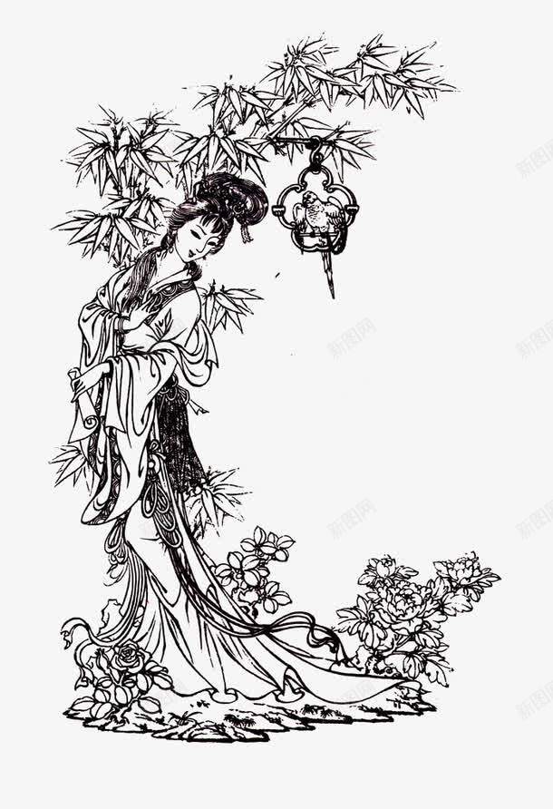 林黛玉线描图png免抠素材_新图网 https://ixintu.com 国画 工笔 林黛玉 白描 石头记 红楼梦 红楼梦林黛玉 绘画 金陵十二钗