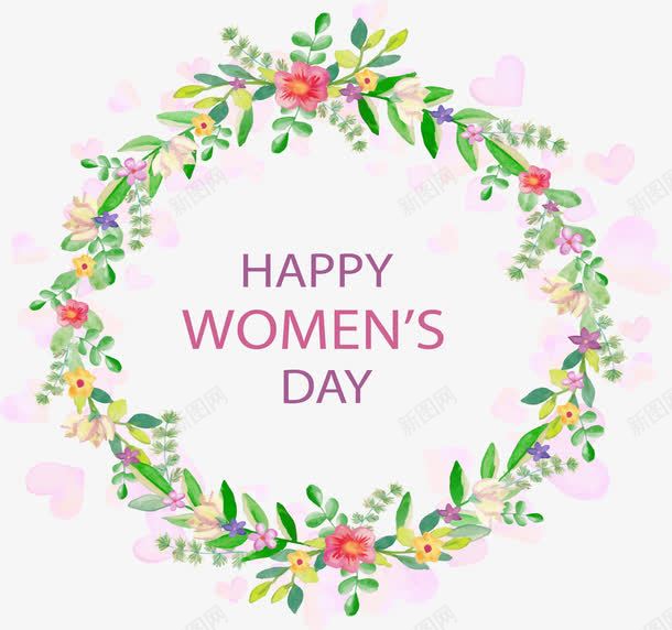 妇女节手绘花环矢量图eps免抠素材_新图网 https://ixintu.com 三八节 国际妇女节 妇女节 欧式油画 矢量素材 矢量图
