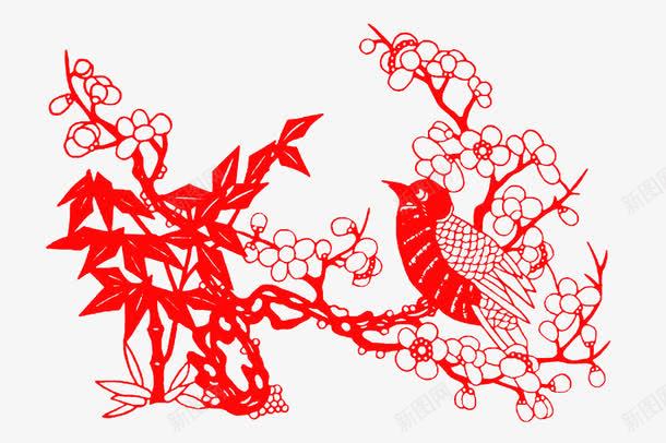 剪纸传统手艺png免抠素材_新图网 https://ixintu.com 传统手艺 剪纸 喜气 喜鹊报春 窗花