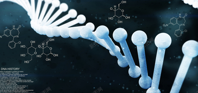 com dna分子结构图 化学 医疗 商务 实验 海报banner 生物 科幻 科技