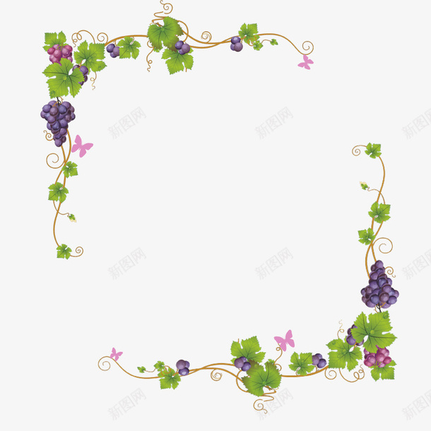 手绘水果菜单花边psd免抠素材_新图网 https://ixintu.com 彩色 手绘 手绘花边 水果 菜单花边 蝴蝶 边框