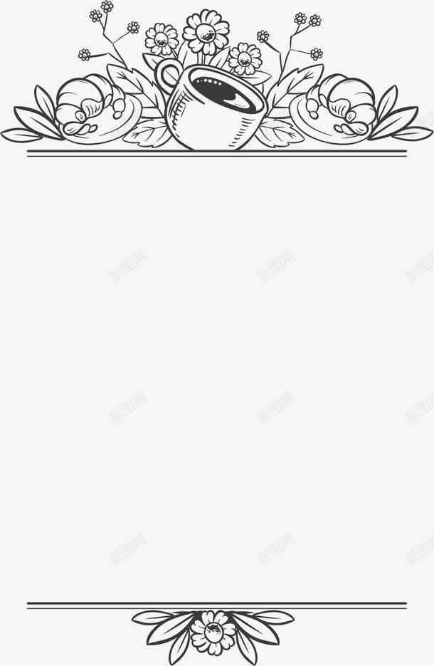 手绘线条请帖标题框png免抠素材_新图网 https://ixintu.com 手绘花丛 手绘风 矢量png 花丛标题框 请贴