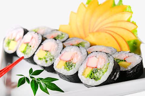 美食日本料理psd免抠素材_新图网 https://ixintu.com 三文鱼 寿司 海鲜寿司 筷子