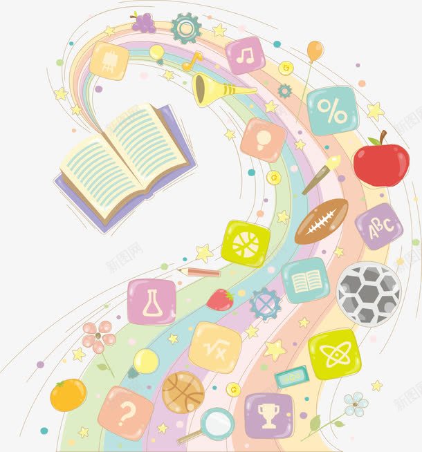 教育学习用品png免抠素材_新图网 https://ixintu.com 字母表 学校 打问号 教育 数学 百分比 知识 问号