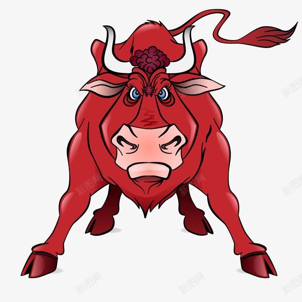 愤怒的红牛png免抠素材_新图网 https://ixintu.com 公牛 动物 卡通 封面 愤怒 红牛 红色 表情