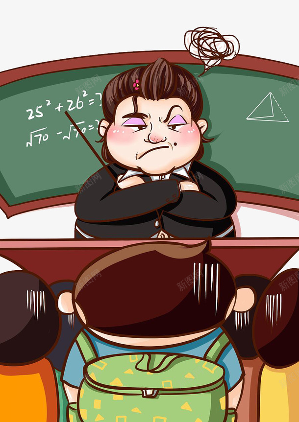 韩版卡通萌系严厉老师插图png免抠素材_新图网 https://ixintu.com 上课 严师出高徒 凶 卡通 学生 插图 老师 老师背影 背影 装饰 韩版 黑板