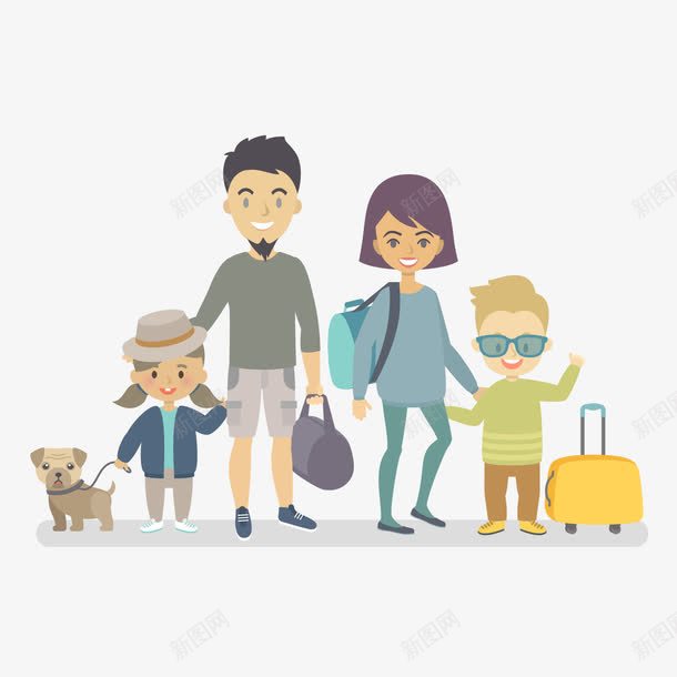 外出旅游的一家人png免抠素材_新图网 https://ixintu.com 一家人 卡通人物 外出旅游 背景装饰