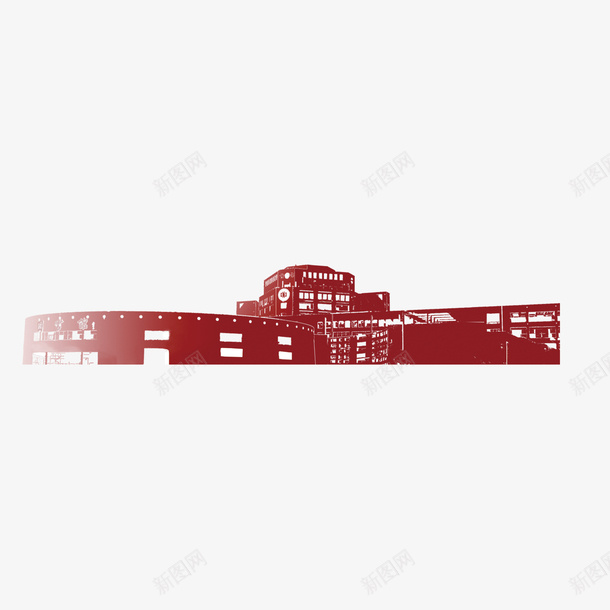 江西师范大学图书馆剪影png免抠素材_新图网 https://ixintu.com 动漫动画 卡通手绘 师范大学 建筑物 红色 装饰图